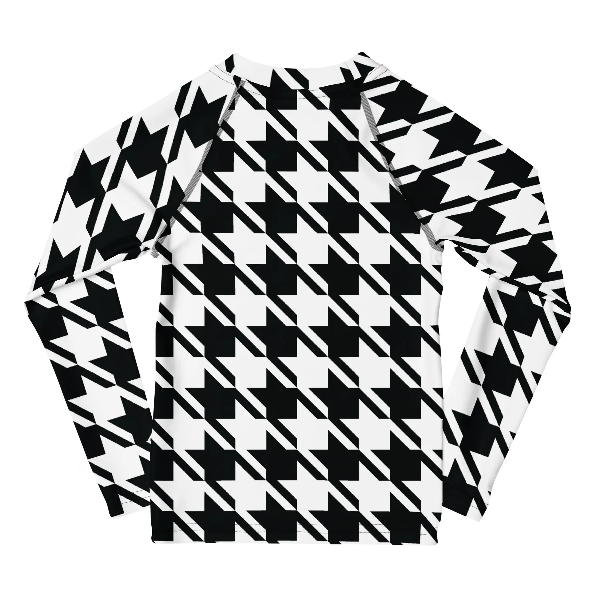 Elevate Your Workout: Girl's Houndstooth Long Sleeve Rash Guard