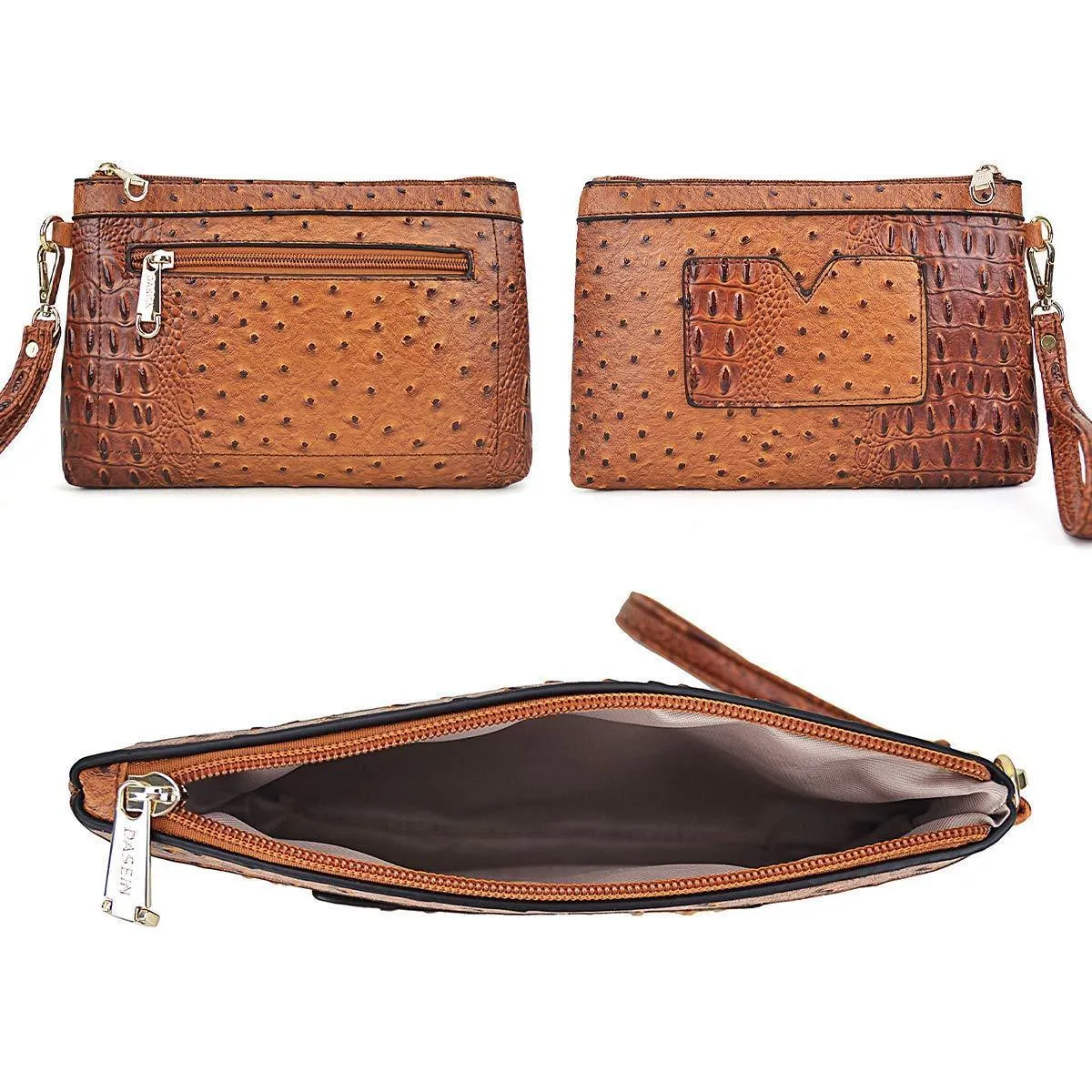 Embossed Pattern Top Handle Handbag with Matching Wallet