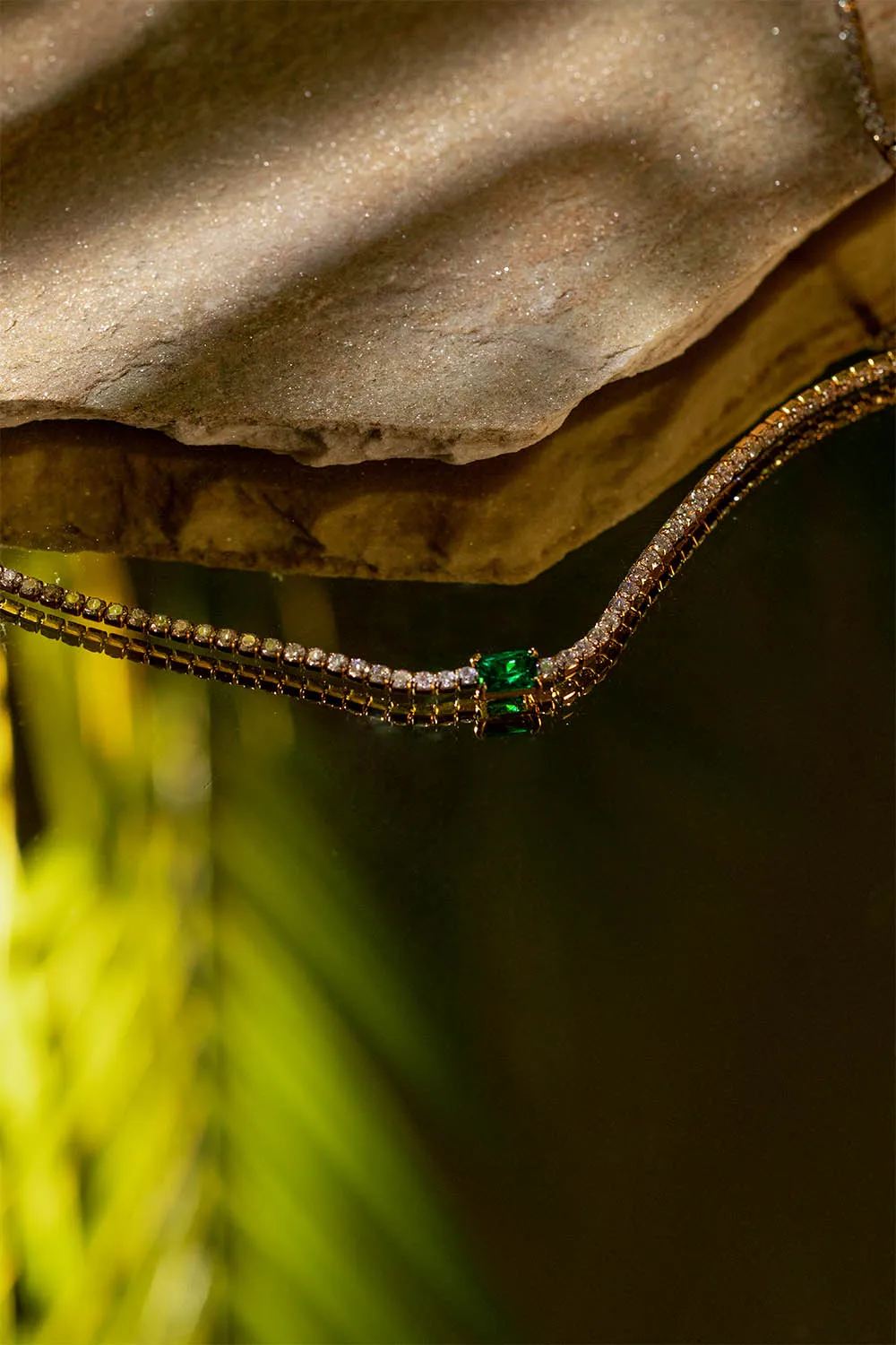 Emerald Tennis Necklace Green 14K Gold Plated