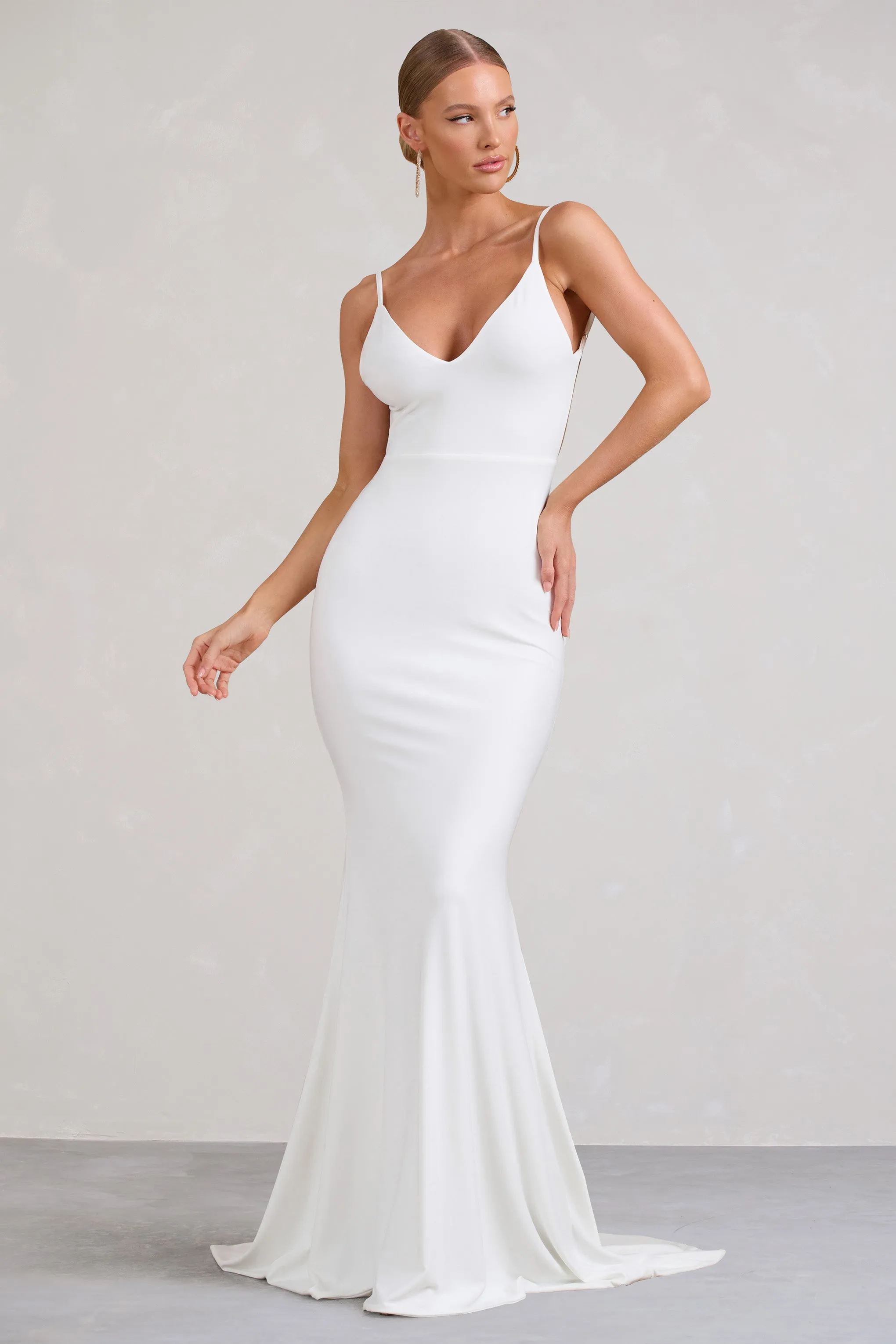 Endless Love | White Backless Knot Detail Fishtail Maxi Dress