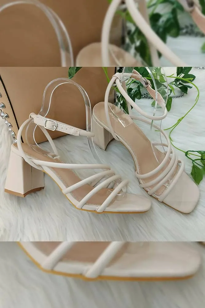 Flared Block Heel Ankle Strap Sandals