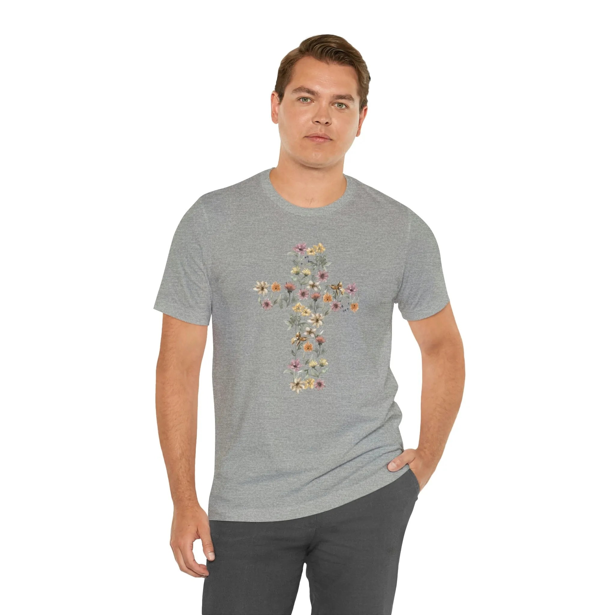 Flower Cross Bella Canvas Unisex Jersey Short Sleeve Tee