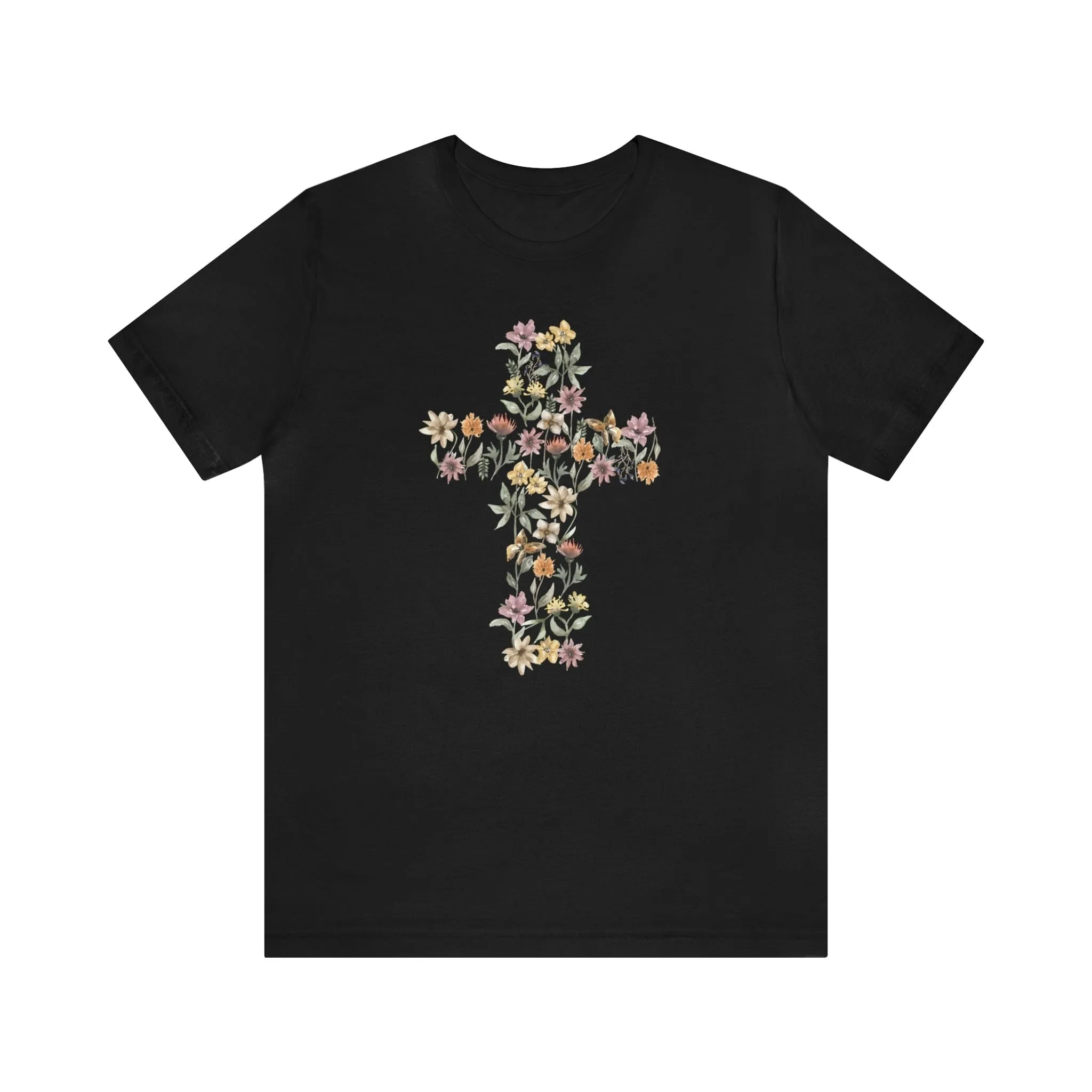 Flower Cross Bella Canvas Unisex Jersey Short Sleeve Tee