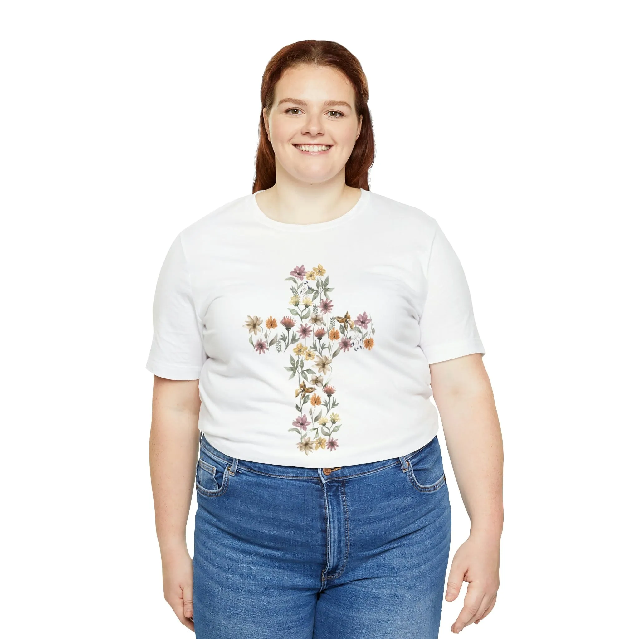 Flower Cross Bella Canvas Unisex Jersey Short Sleeve Tee