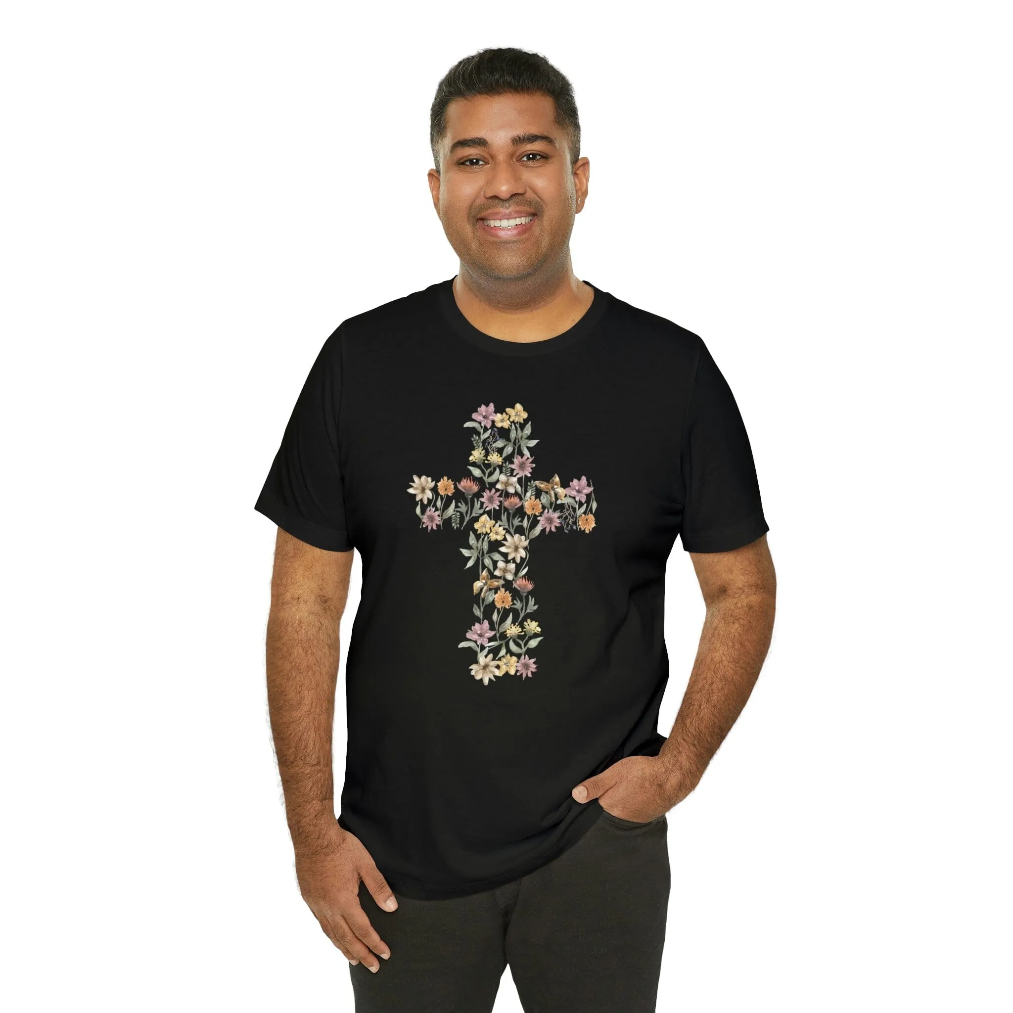 Flower Cross Bella Canvas Unisex Jersey Short Sleeve Tee