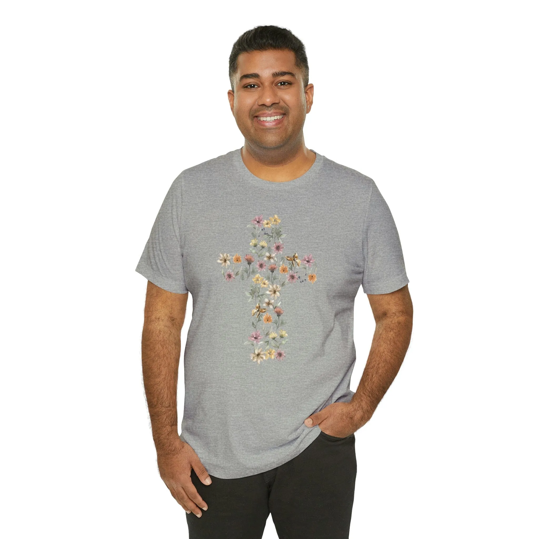 Flower Cross Bella Canvas Unisex Jersey Short Sleeve Tee