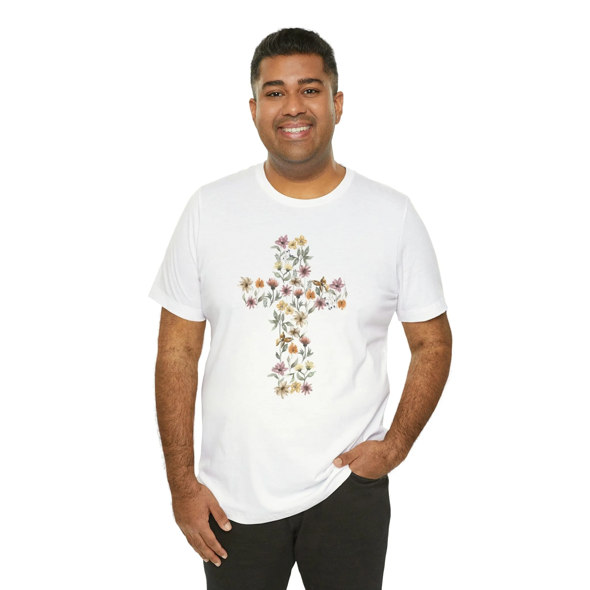 Flower Cross Bella Canvas Unisex Jersey Short Sleeve Tee