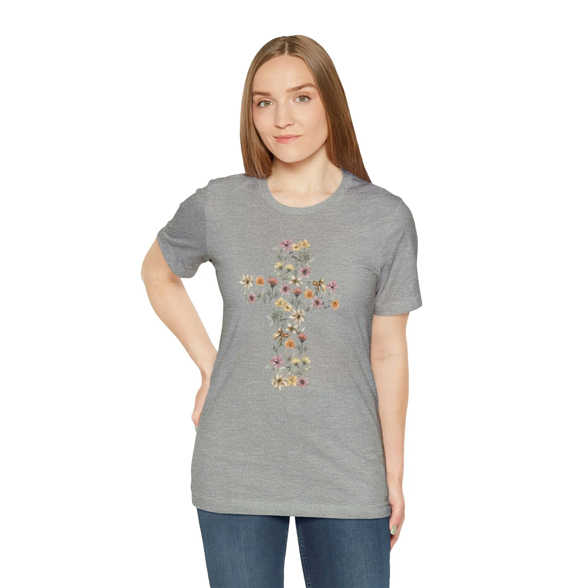 Flower Cross Bella Canvas Unisex Jersey Short Sleeve Tee