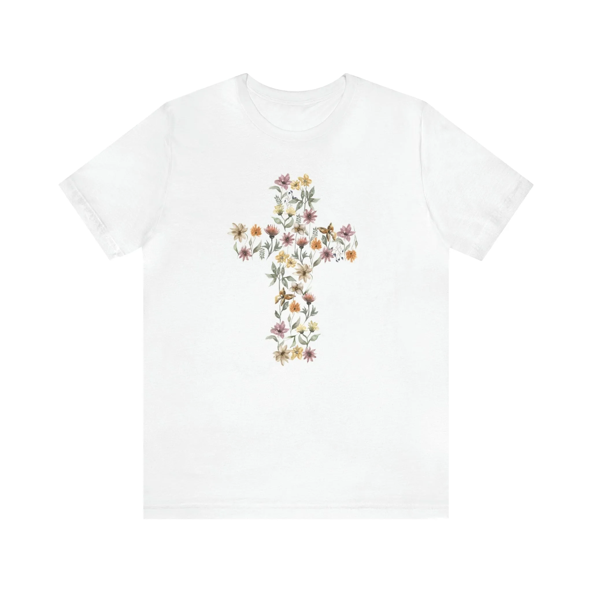 Flower Cross Bella Canvas Unisex Jersey Short Sleeve Tee