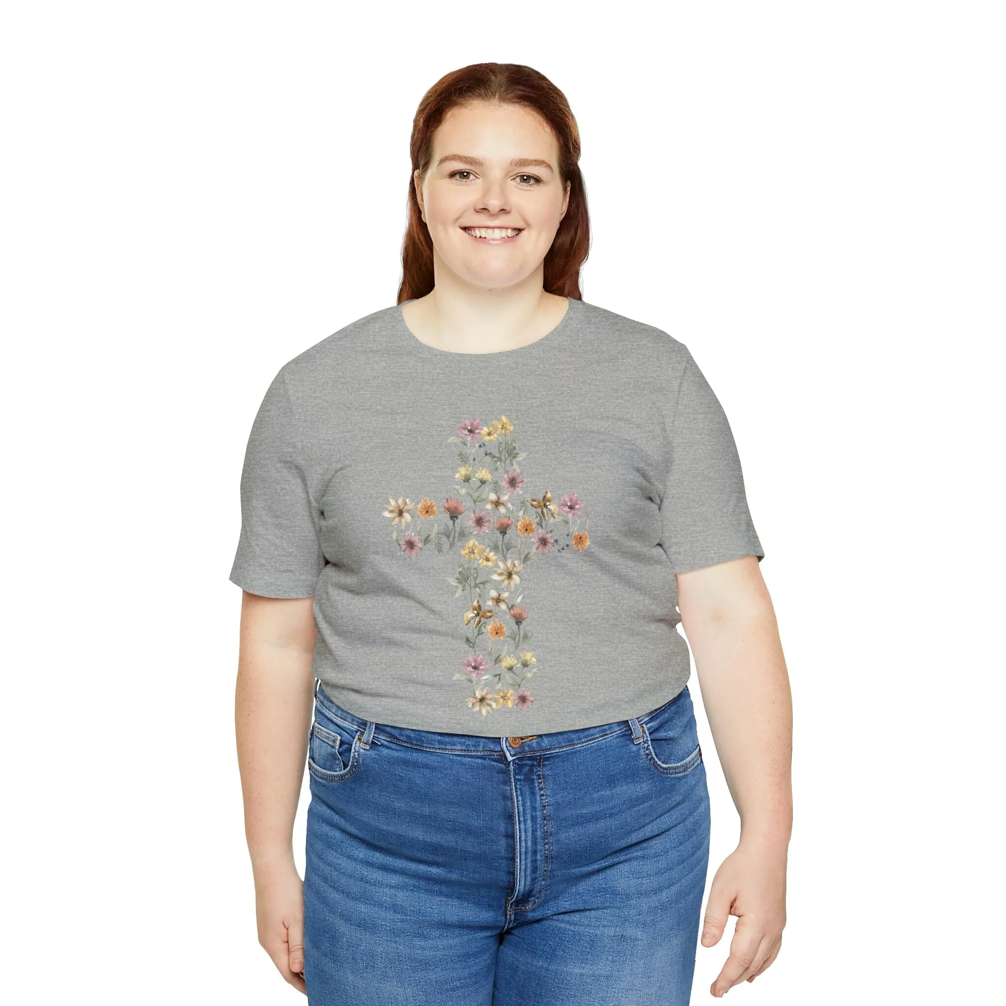 Flower Cross Bella Canvas Unisex Jersey Short Sleeve Tee