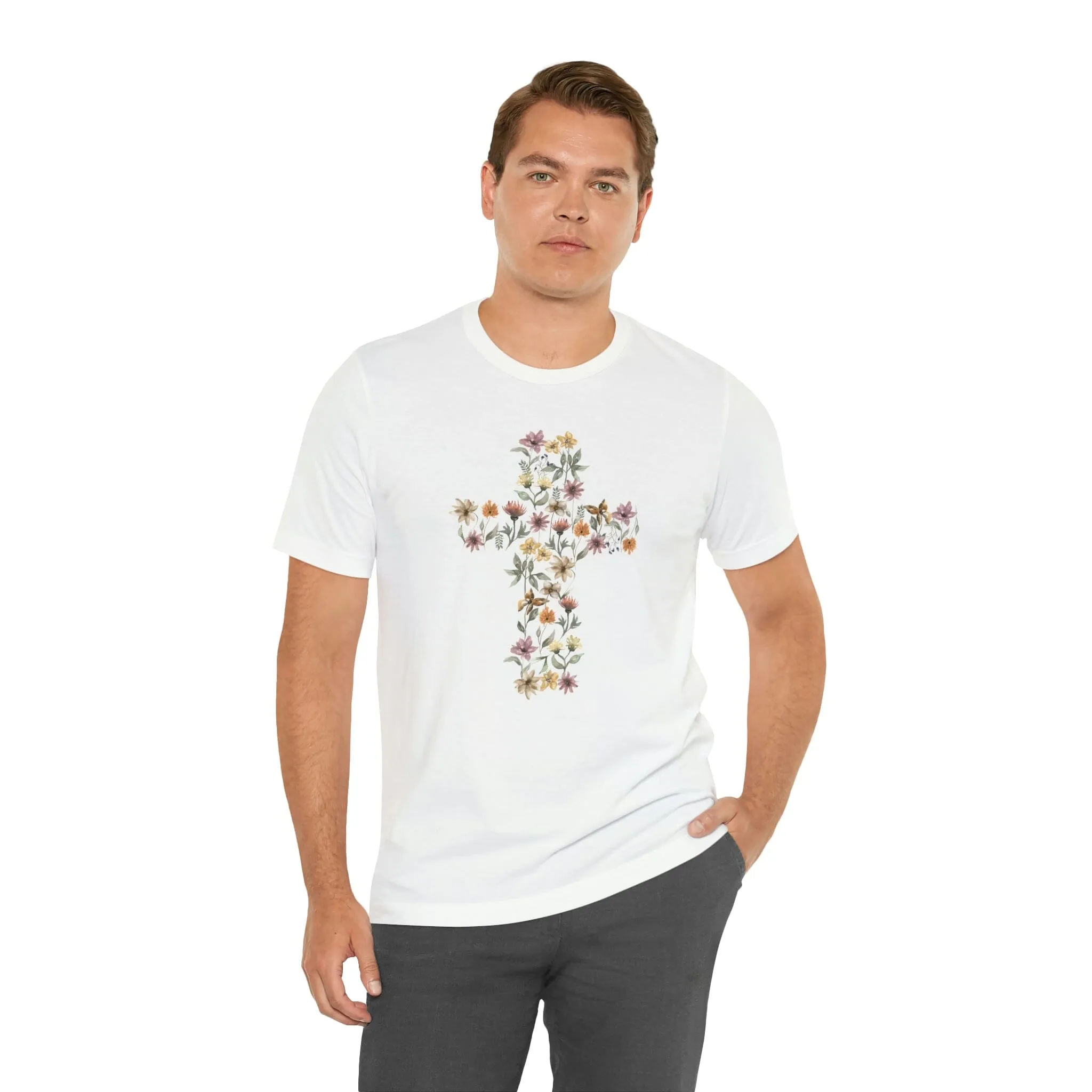 Flower Cross Bella Canvas Unisex Jersey Short Sleeve Tee