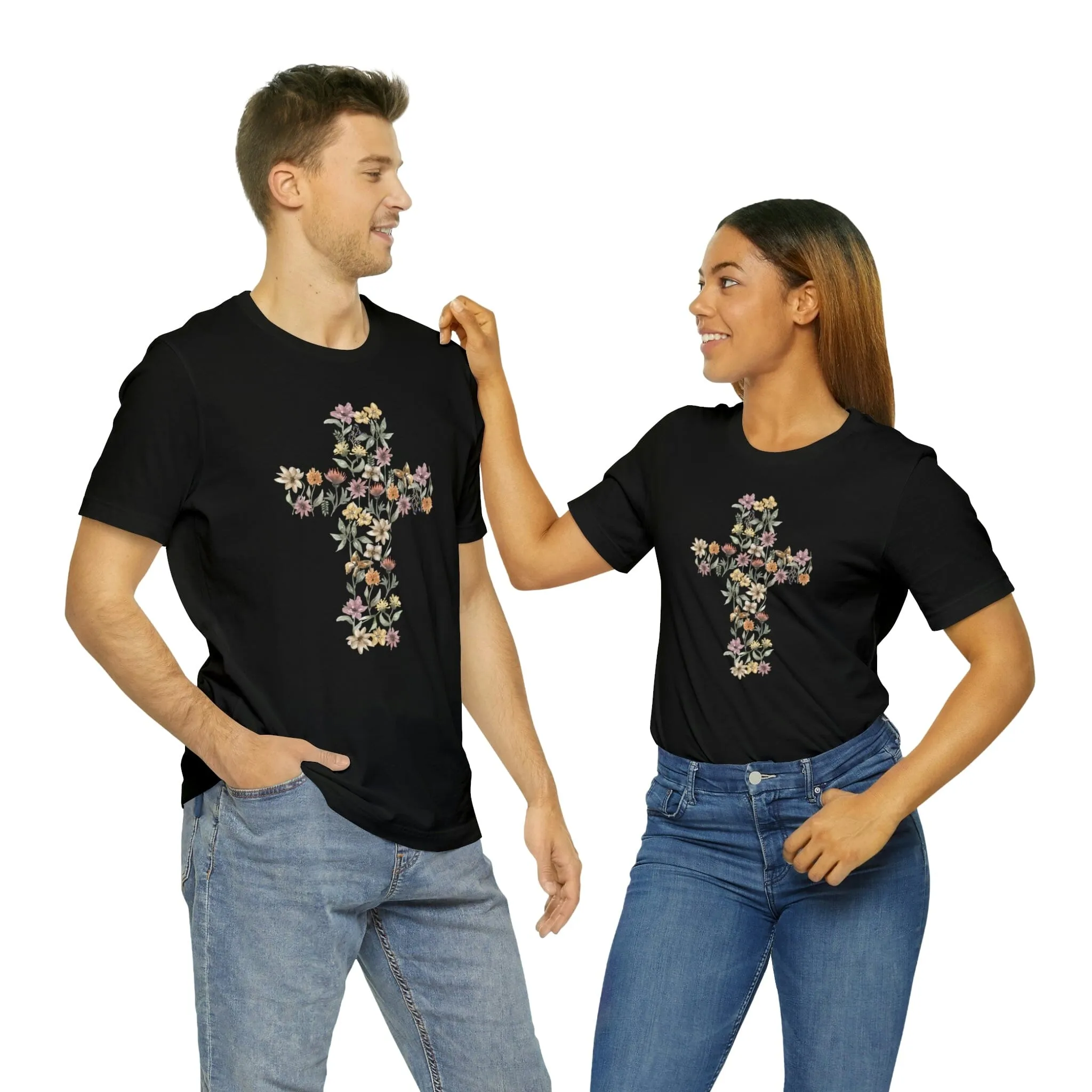 Flower Cross Bella Canvas Unisex Jersey Short Sleeve Tee