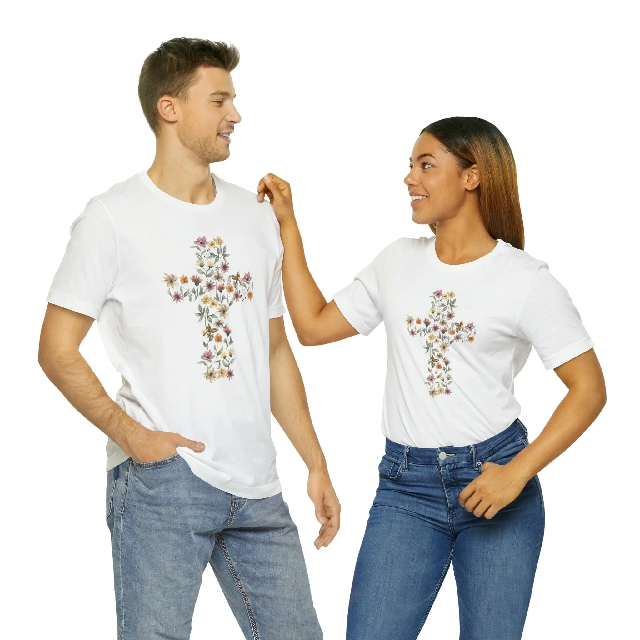 Flower Cross Bella Canvas Unisex Jersey Short Sleeve Tee