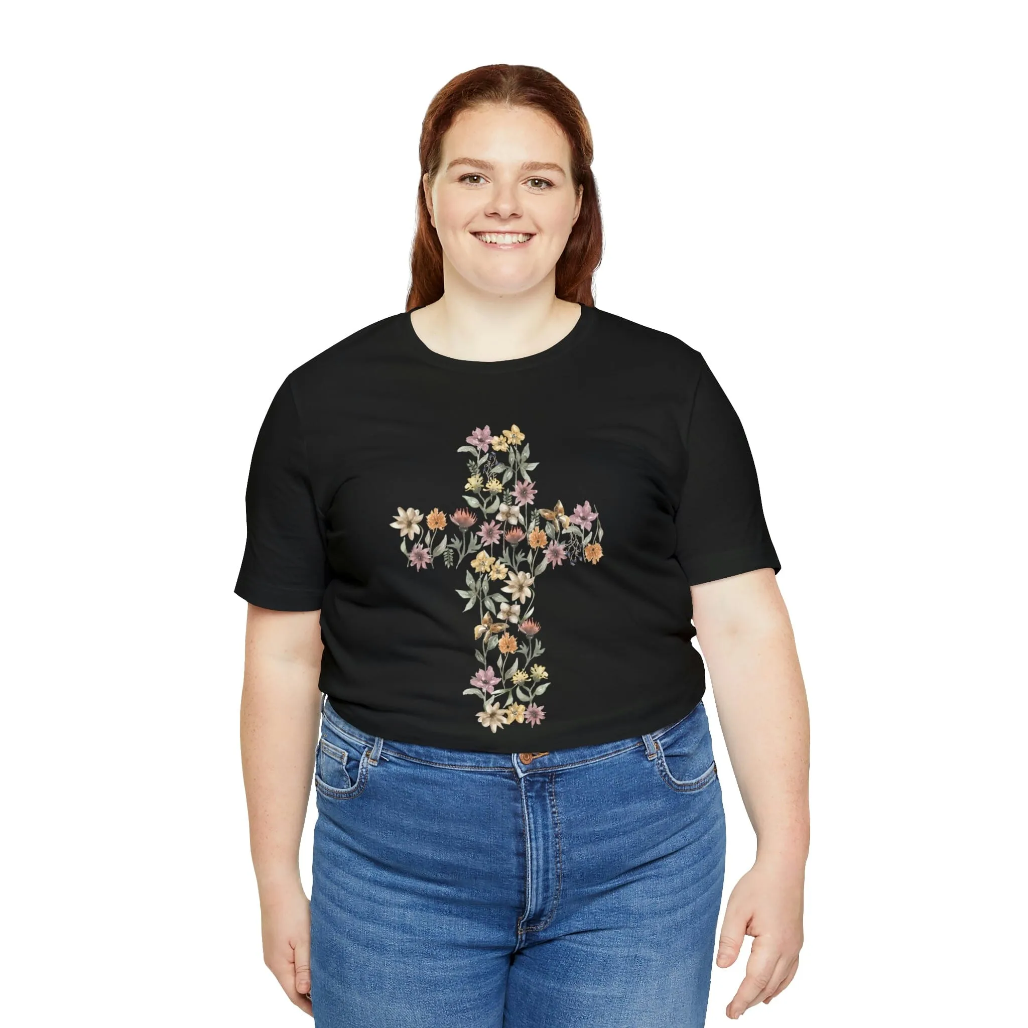 Flower Cross Bella Canvas Unisex Jersey Short Sleeve Tee