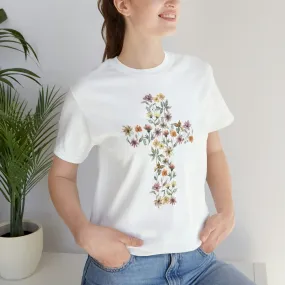 Flower Cross Bella Canvas Unisex Jersey Short Sleeve Tee