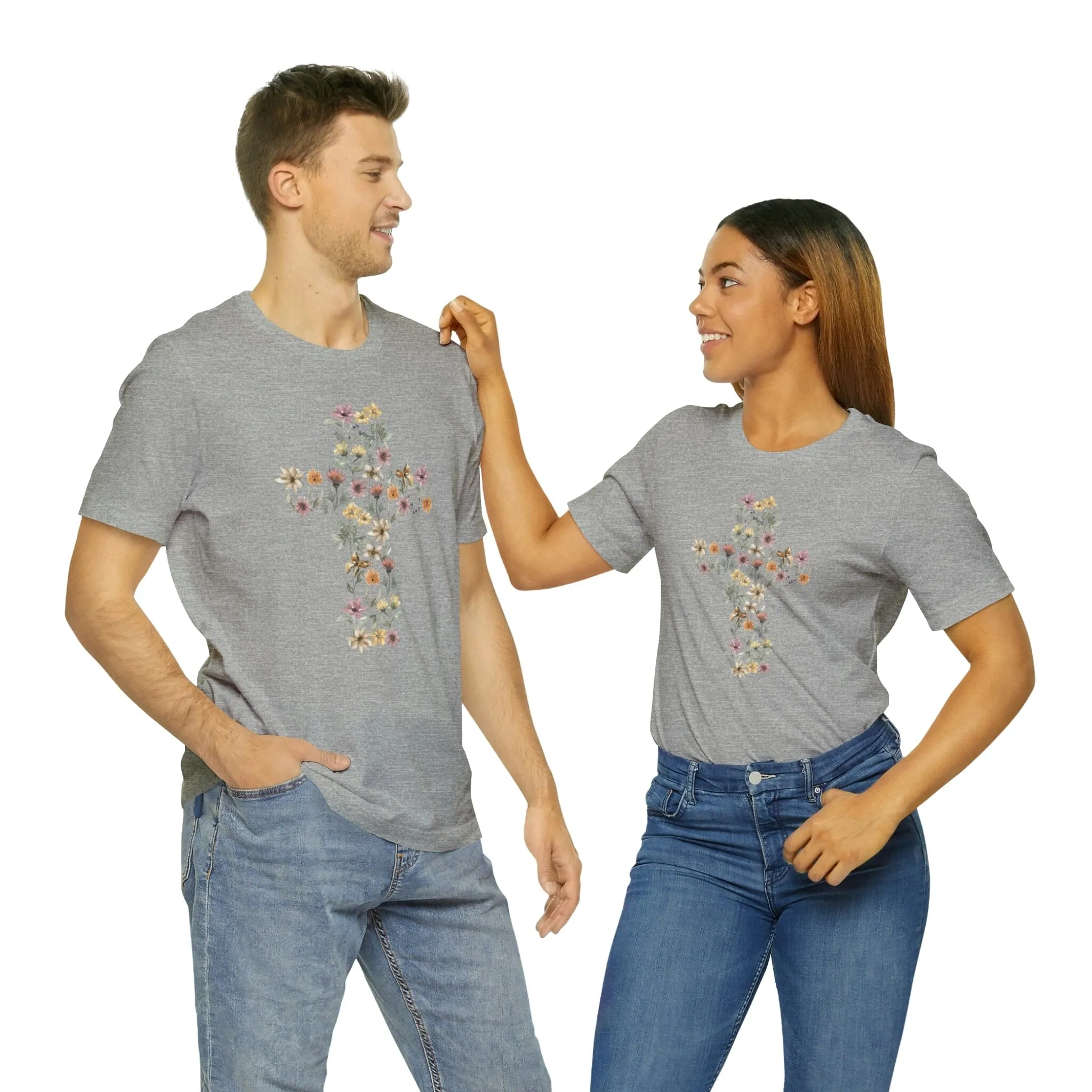 Flower Cross Bella Canvas Unisex Jersey Short Sleeve Tee