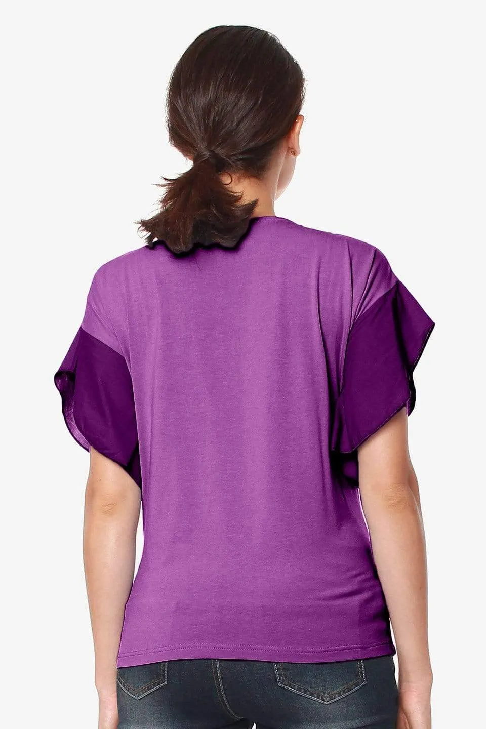 Flutter Sleeves Caela Nursing Top Eggplant