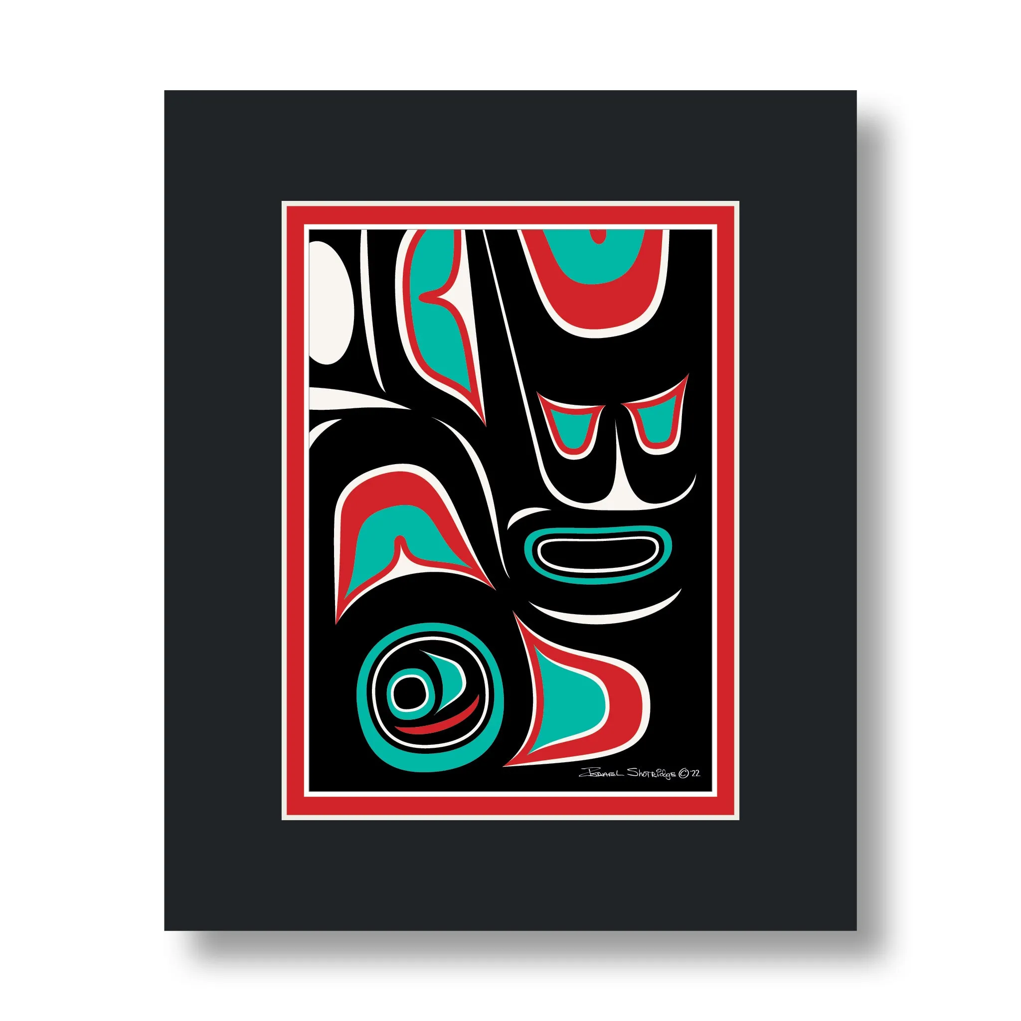 Formline #1 - Black, Red, Teal - Formline Art Cards