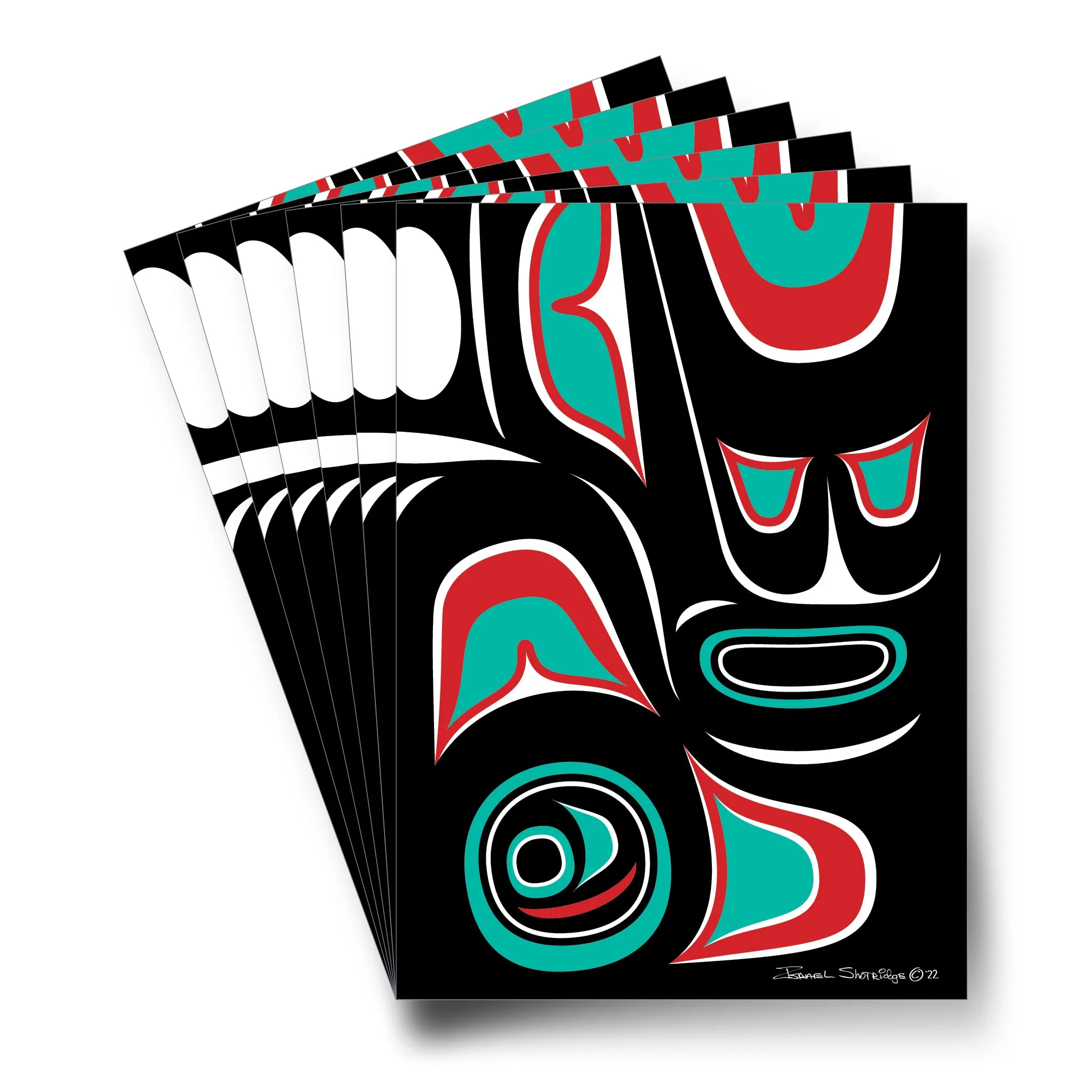 Formline #1 - Black, Red, Teal - Formline Art Cards