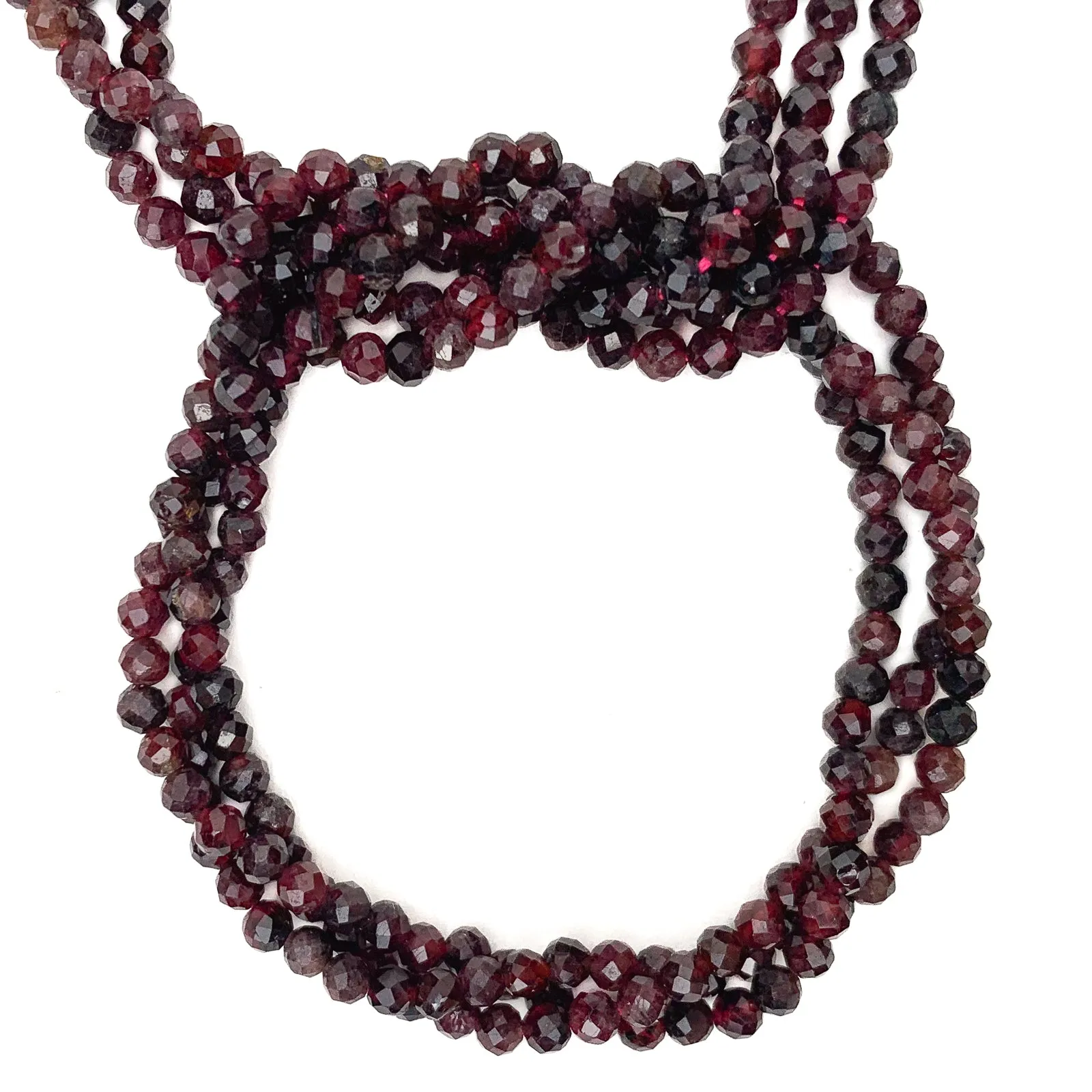 Garnet 3.5mm Faceted Rounds Bead Strand