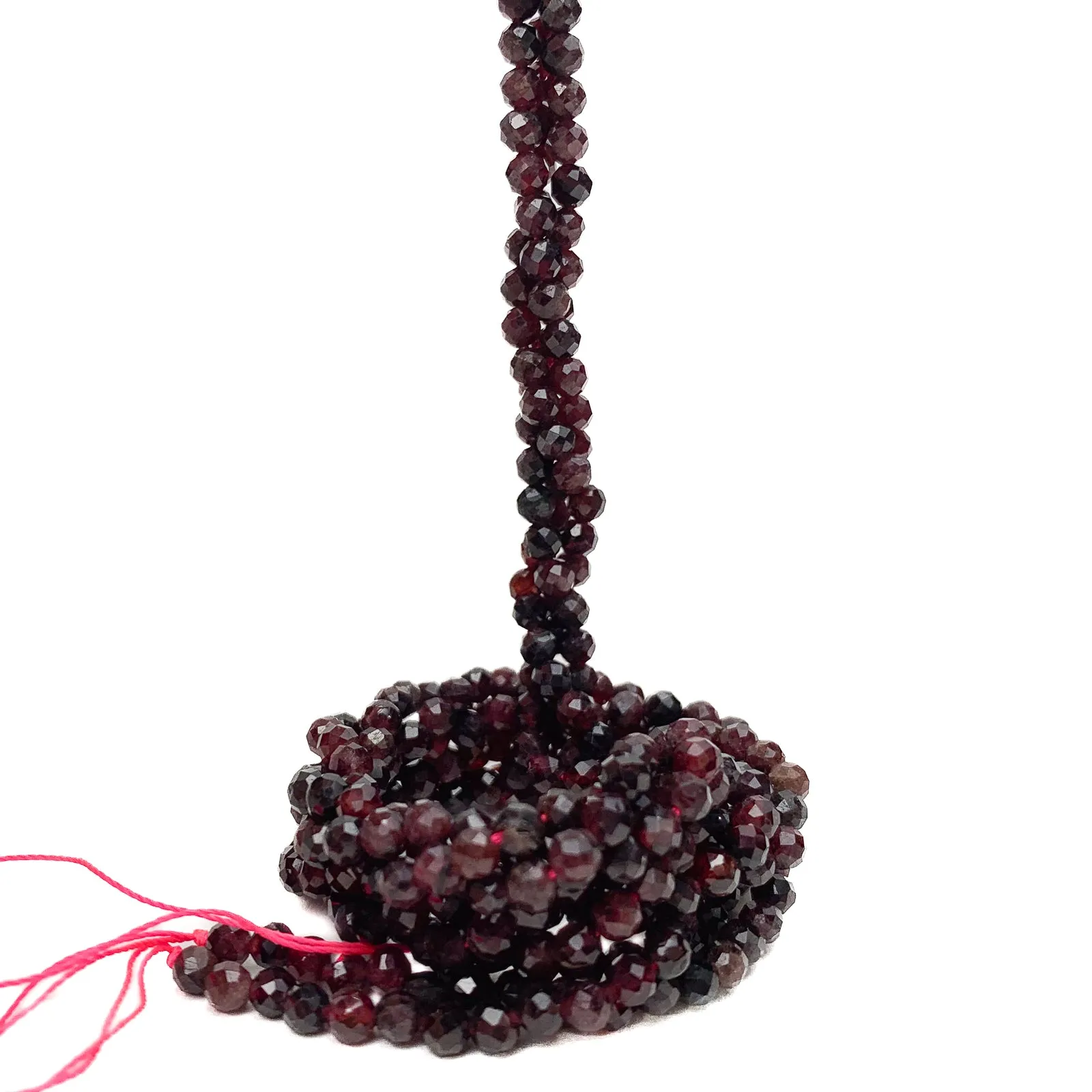 Garnet 3.5mm Faceted Rounds Bead Strand