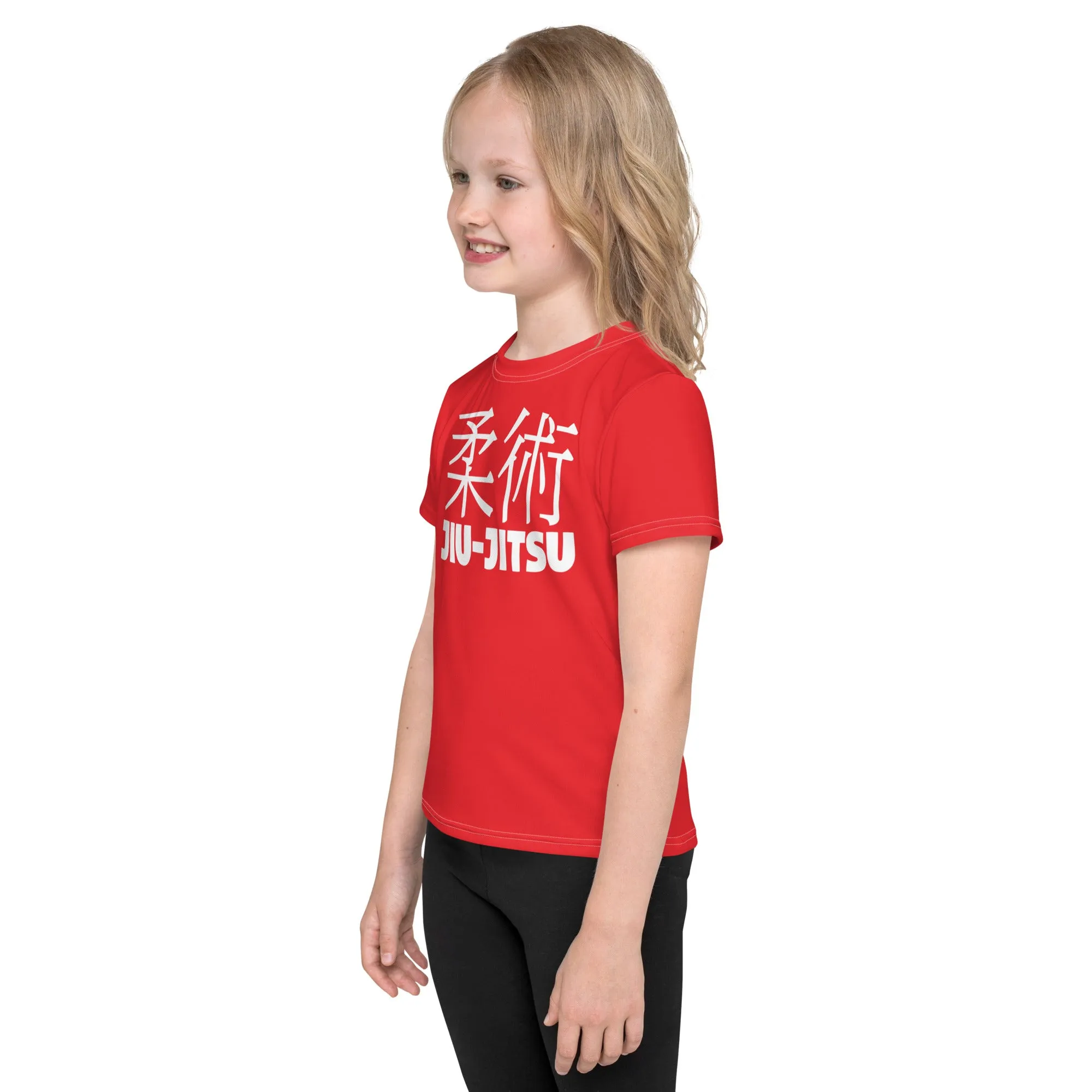 Girl's Short Sleeve Classic Jiu-Jitsu Rash Guard: Active Performance - Scarlet