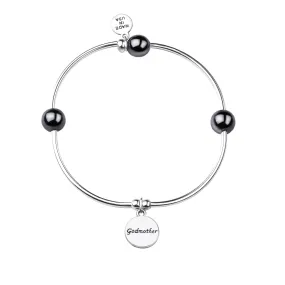 Godmother | Soft Bangle Charm Bracelet | Hematite