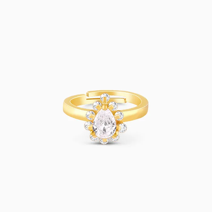 Golden Pear Crown Ring