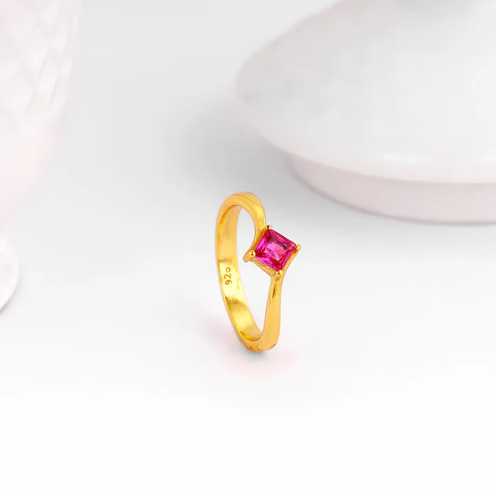 Golden Pink Square Ring