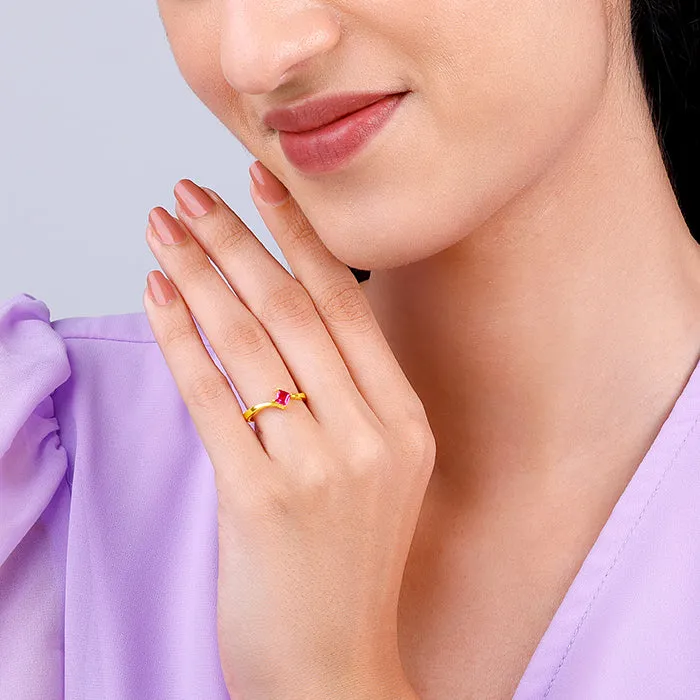 Golden Pink Square Ring