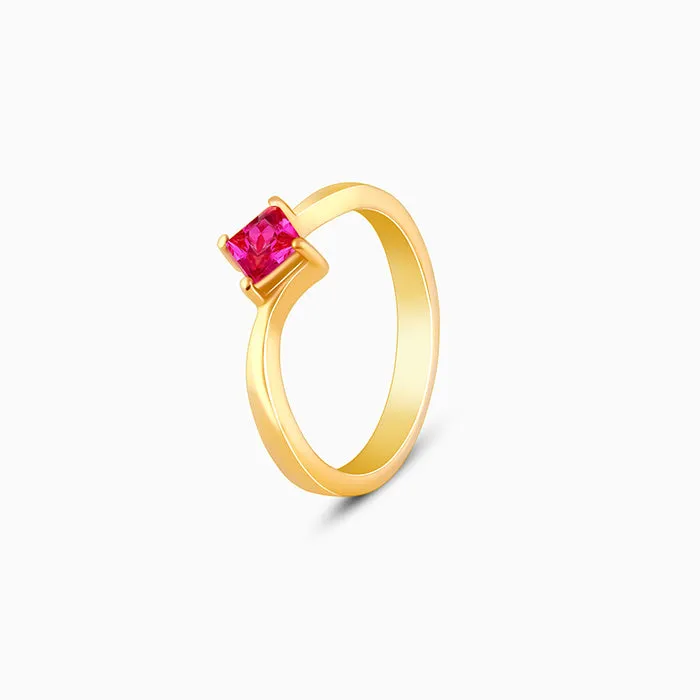 Golden Pink Square Ring