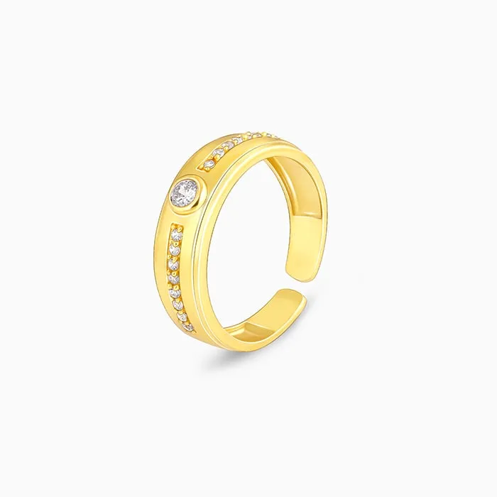 Golden Sparkling Love Couple Rings