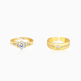 Golden Sparkling Love Couple Rings