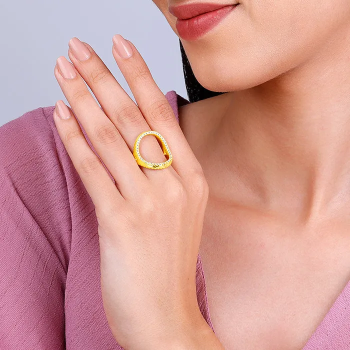 Golden Three-way Statement Ring