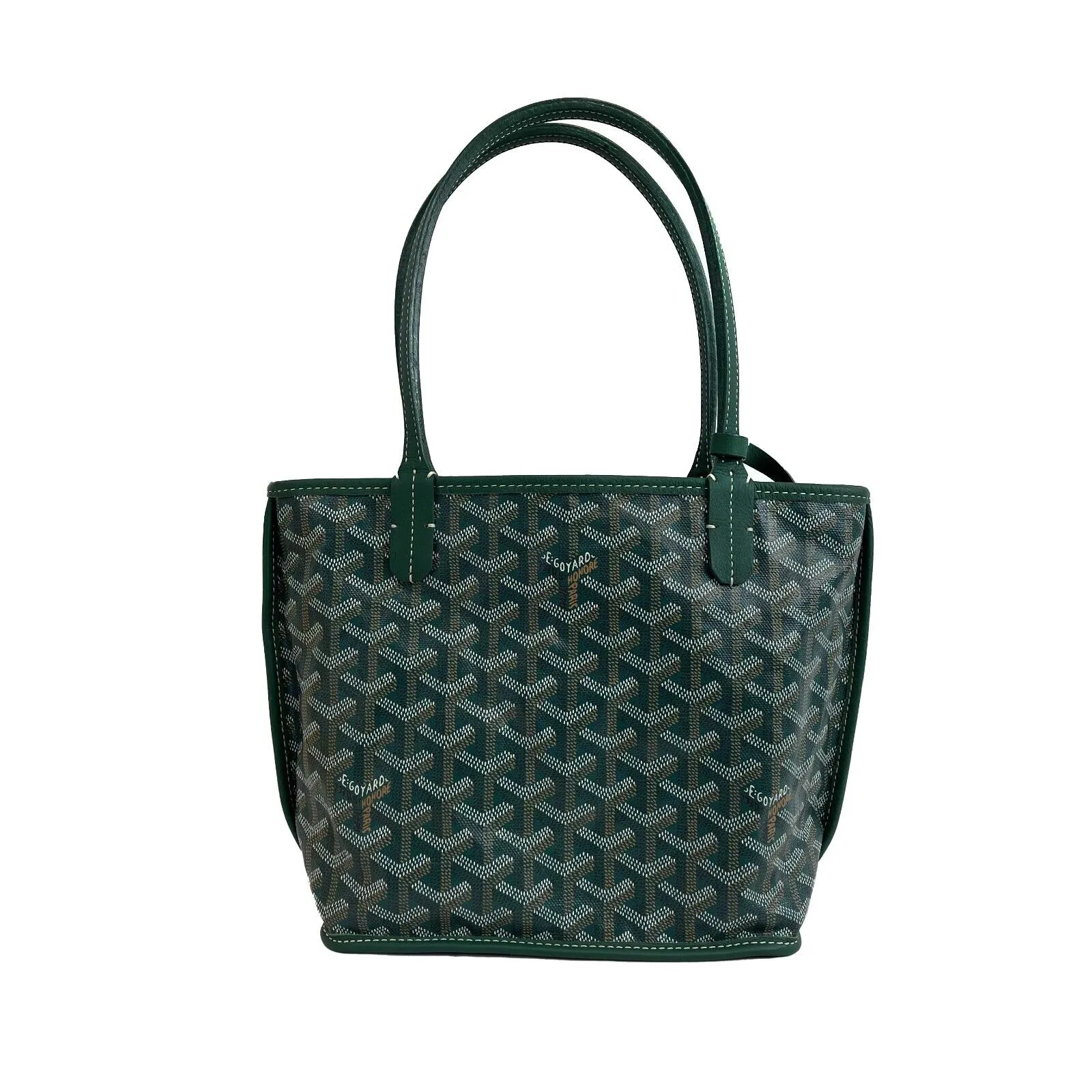 Goyard - Goyardine Green Anjou Mini Reversible Tote w/ pouch