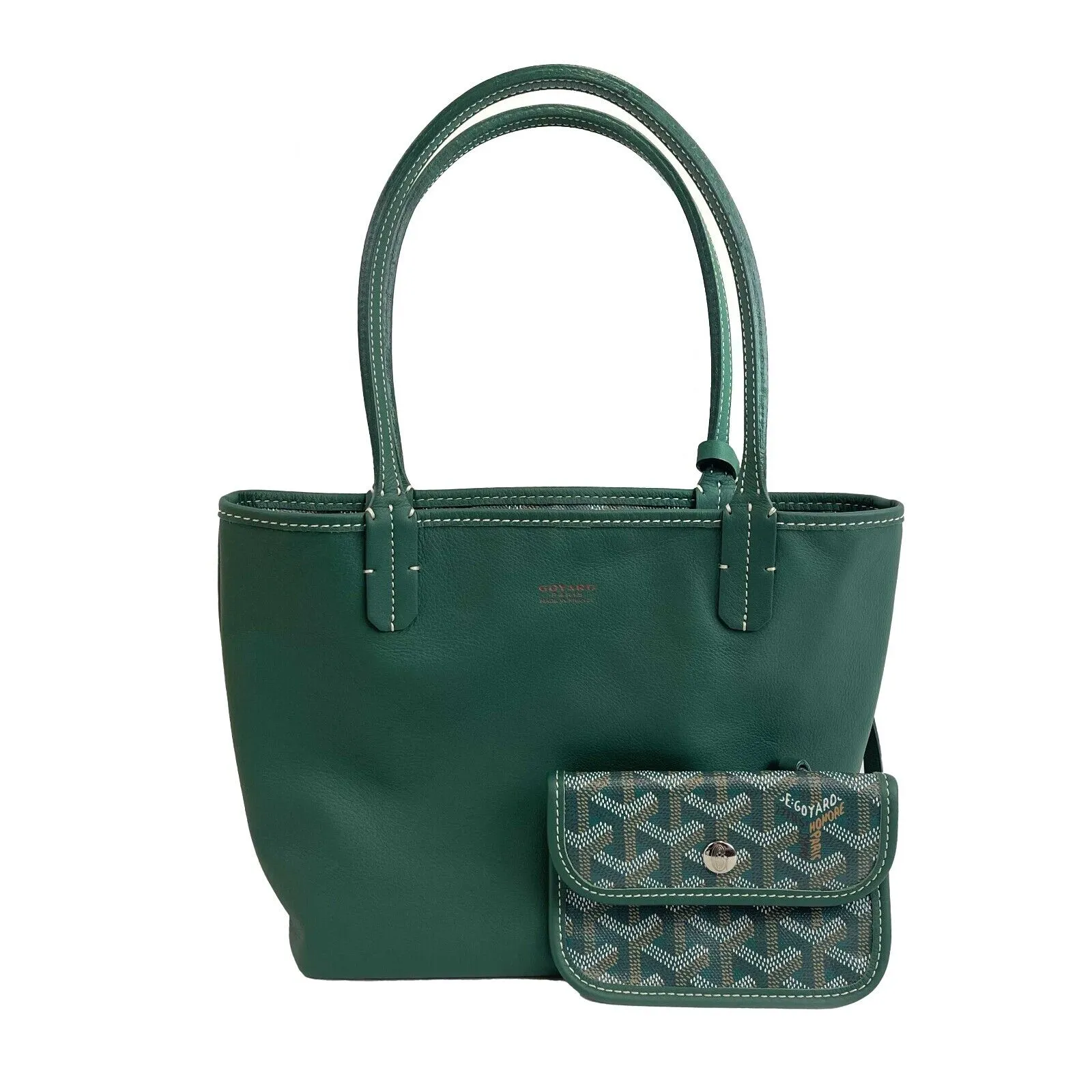 Goyard - Goyardine Green Anjou Mini Reversible Tote w/ pouch