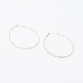 Hammered Silver Large Wire Hoops