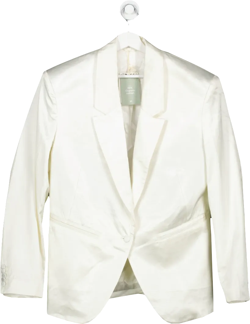 H&M White Satin Blazer UK M