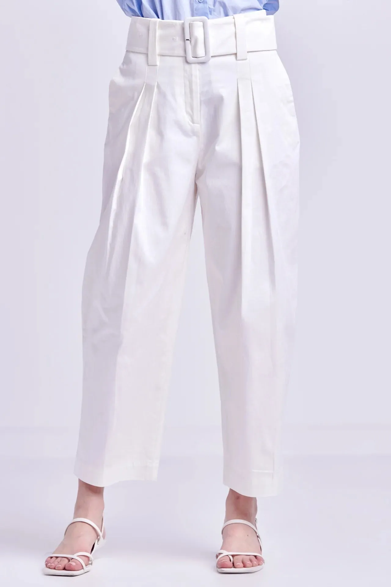 High Waist Belted Wide Leg Pants