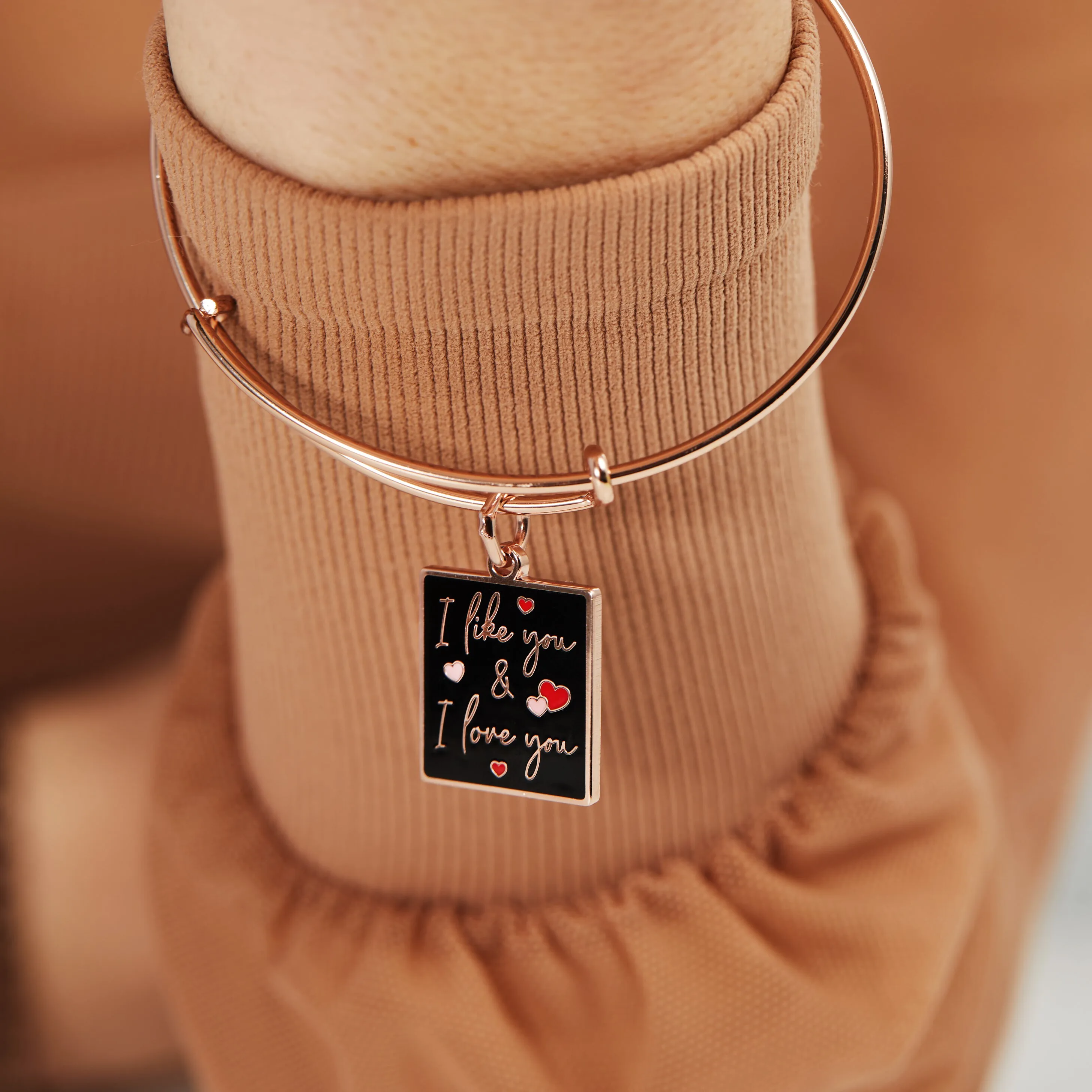 'I Like You   I Love You' Charm Bangle Bracelet