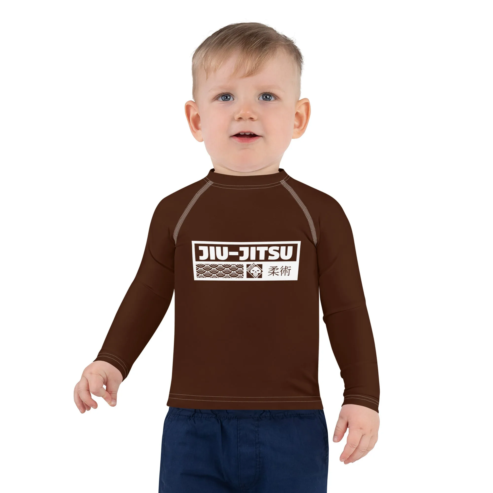 Kid's Boys Long Sleeve BJJ Rash Guard Jiu-Jitsu 006 - Chocolate