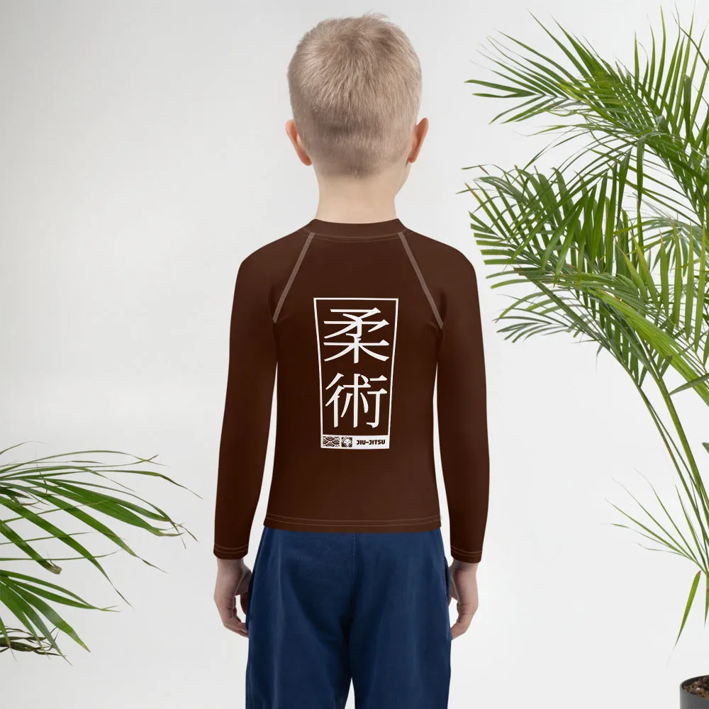 Kid's Boys Long Sleeve BJJ Rash Guard Jiu-Jitsu 006 - Chocolate