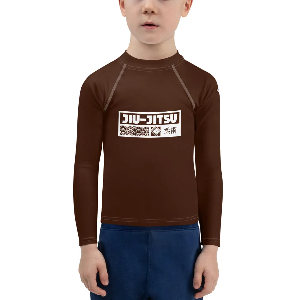 Kid's Boys Long Sleeve BJJ Rash Guard Jiu-Jitsu 006 - Chocolate