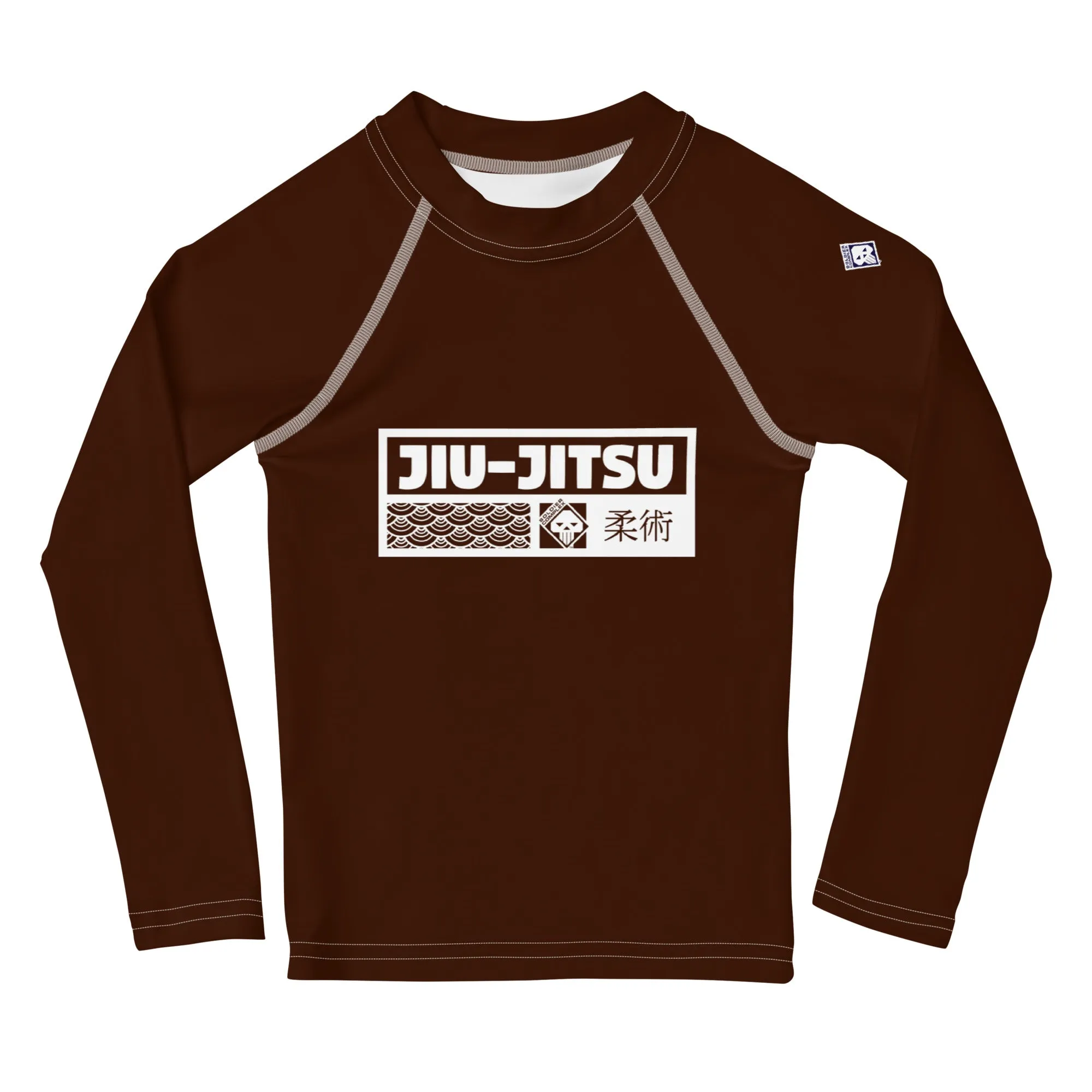 Kid's Boys Long Sleeve BJJ Rash Guard Jiu-Jitsu 006 - Chocolate