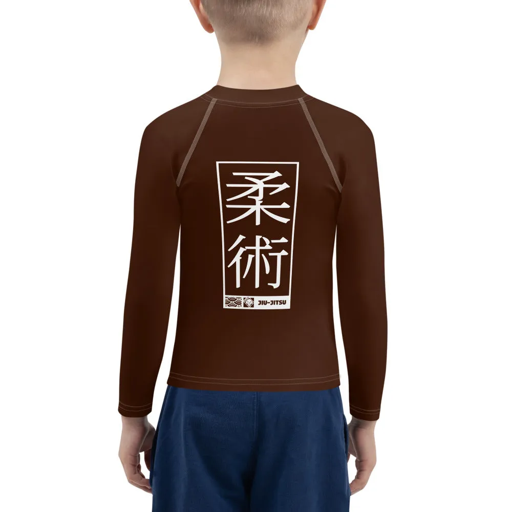 Kid's Boys Long Sleeve BJJ Rash Guard Jiu-Jitsu 006 - Chocolate