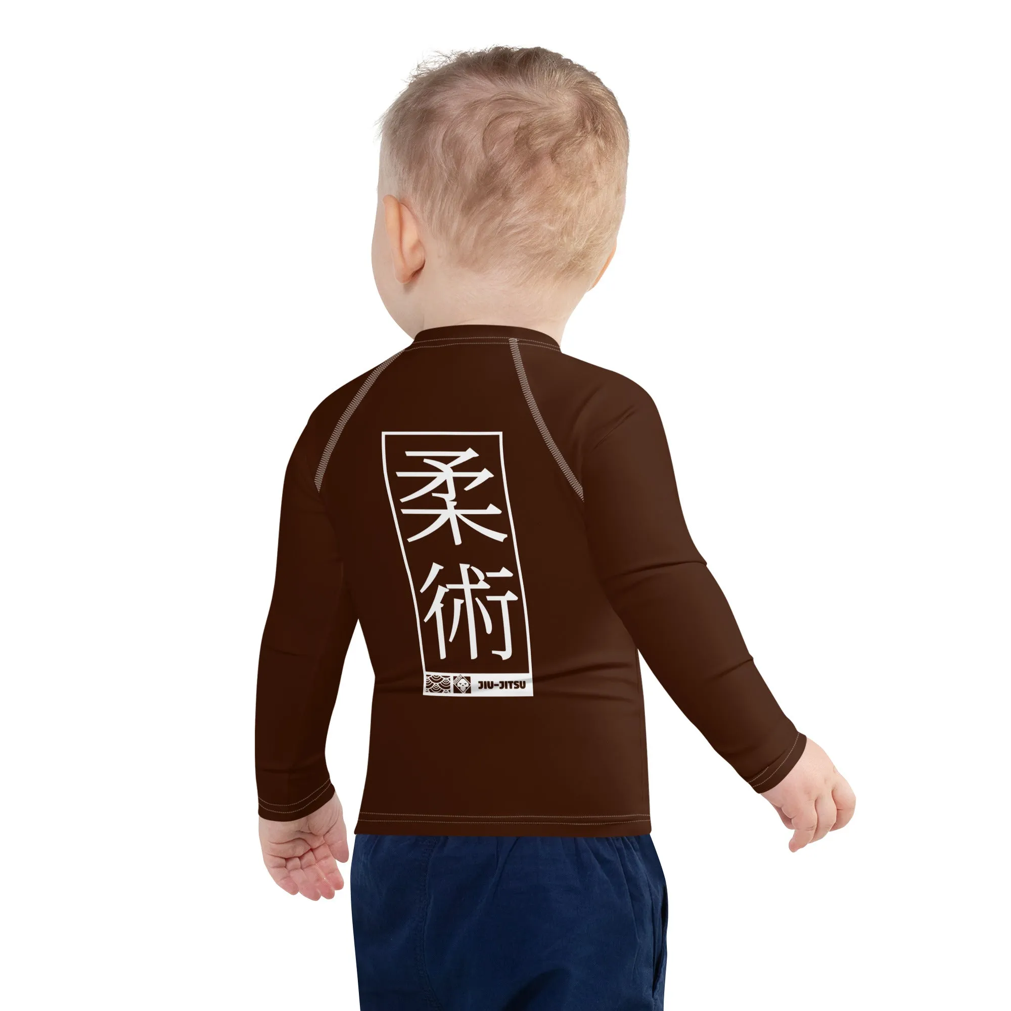 Kid's Boys Long Sleeve BJJ Rash Guard Jiu-Jitsu 006 - Chocolate