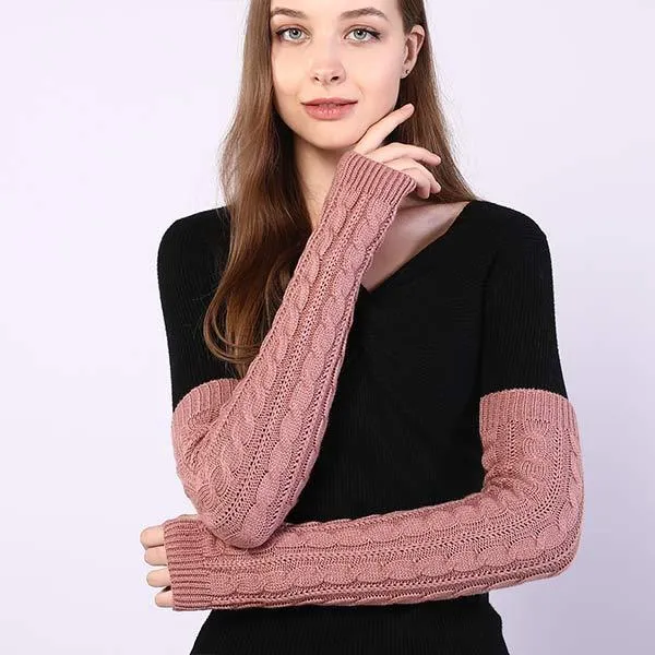 Knitted Warm Fingerless Sweater Arm Sleeves 67984687C