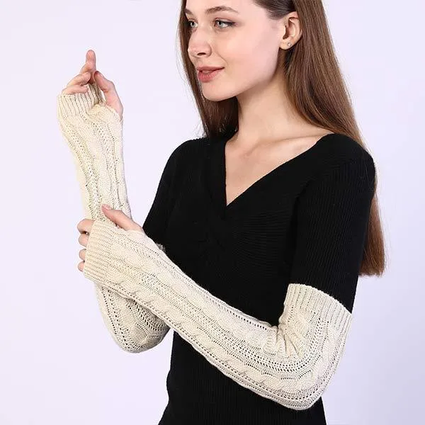 Knitted Warm Fingerless Sweater Arm Sleeves 67984687C