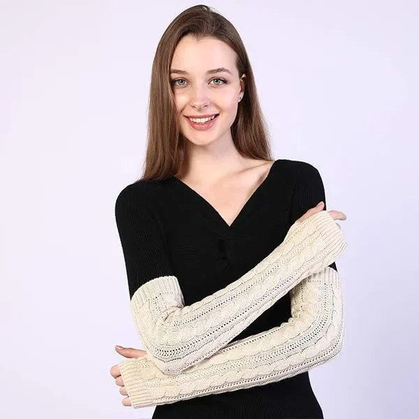 Knitted Warm Fingerless Sweater Arm Sleeves 67984687C