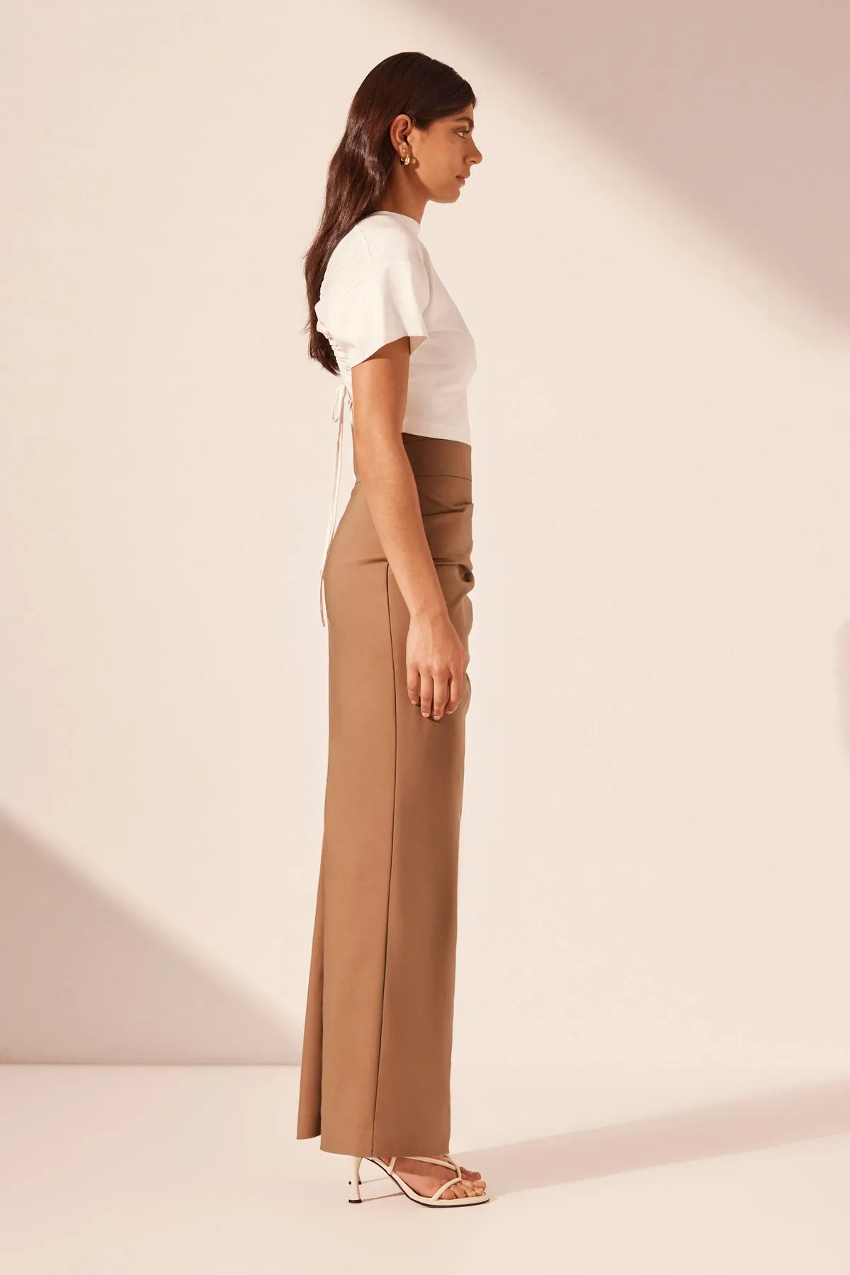 LANI DRAPED MAXI SKIRT - CINNAMON